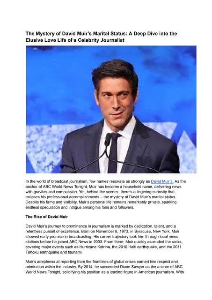 David Muir's Marital Status: Unraveling the 'How Many' Question