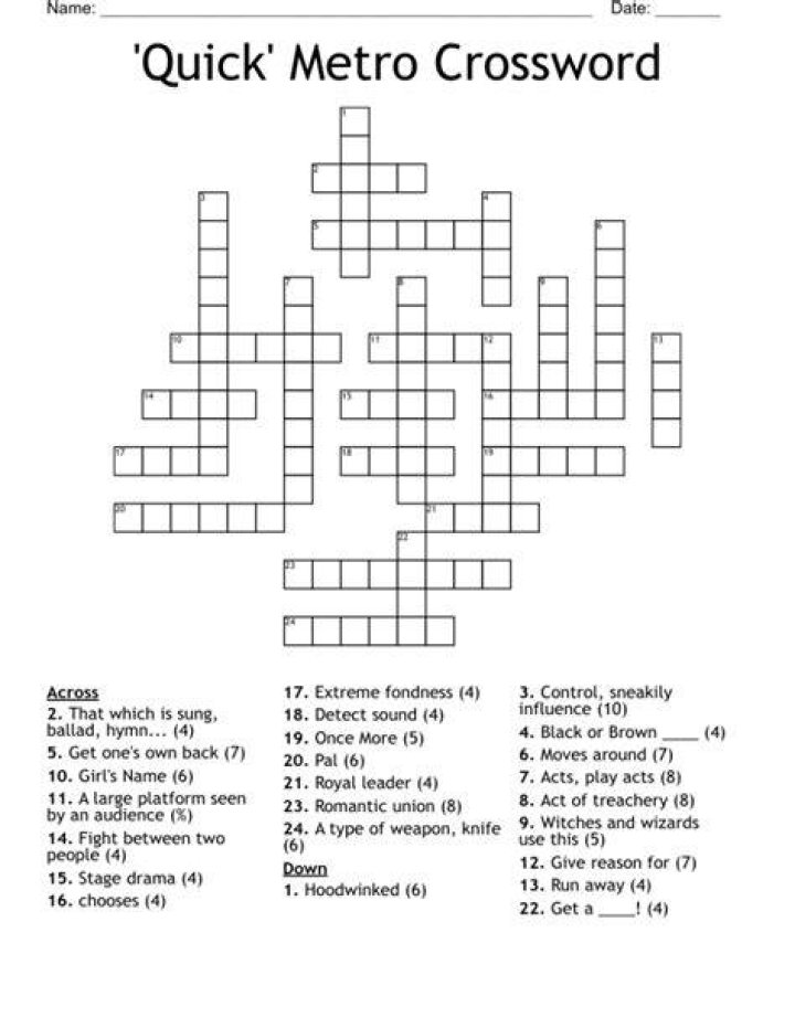 Metro Quick Crossword Answers for March 05 2024