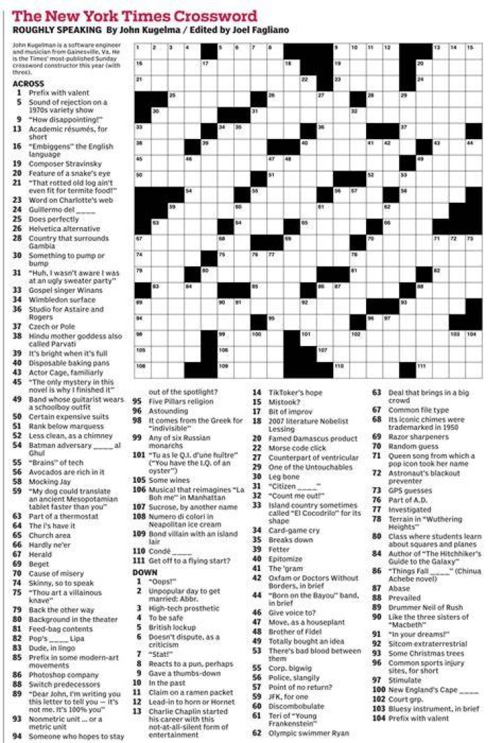 NYT Crossword Answers for November 08 2023